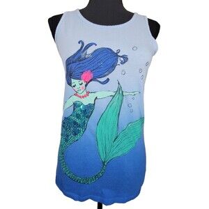 Mermaid Women's Tank Top XL Sequins Cherokee Nautical Beach Y2K Festival VTG